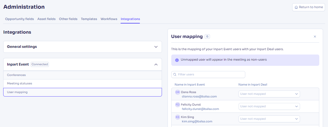 Conferences admin page - user mapping.png
